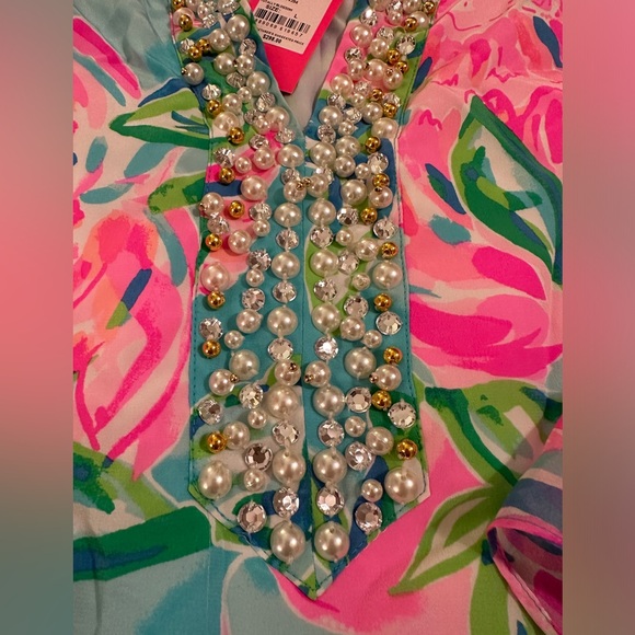 LILLY PULITZER ELENORA Totally Blossom
Silk Dress Pink Blue Embellished Large - Picture 9 of 12